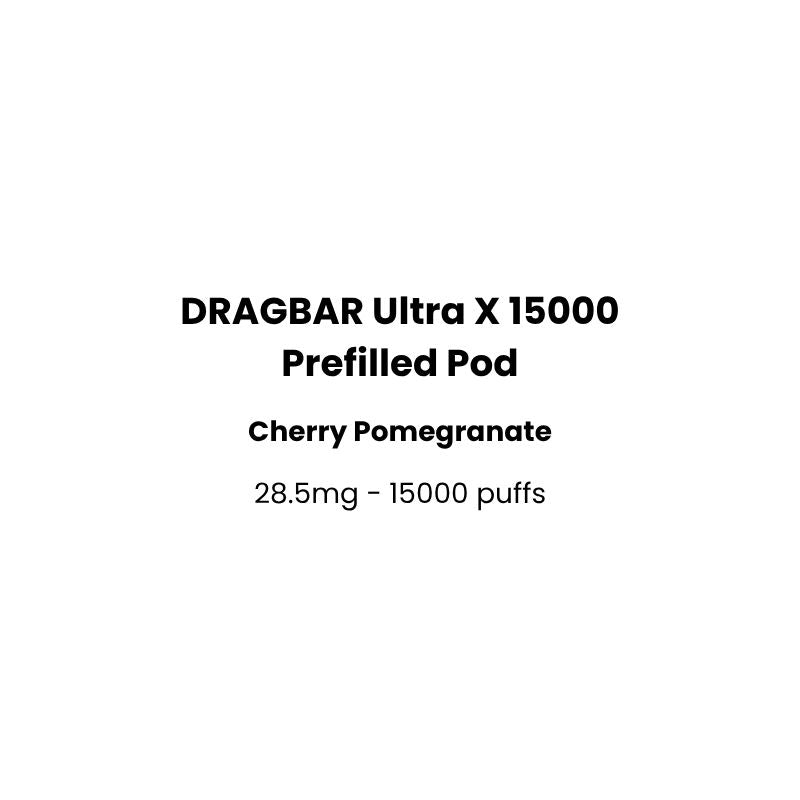 dragbar ultra x prefilled pod in cherry pomegranate flavor