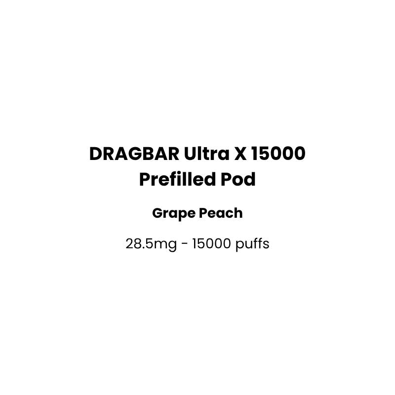 dragbar ultra x prefilled pod in grape peach flavor