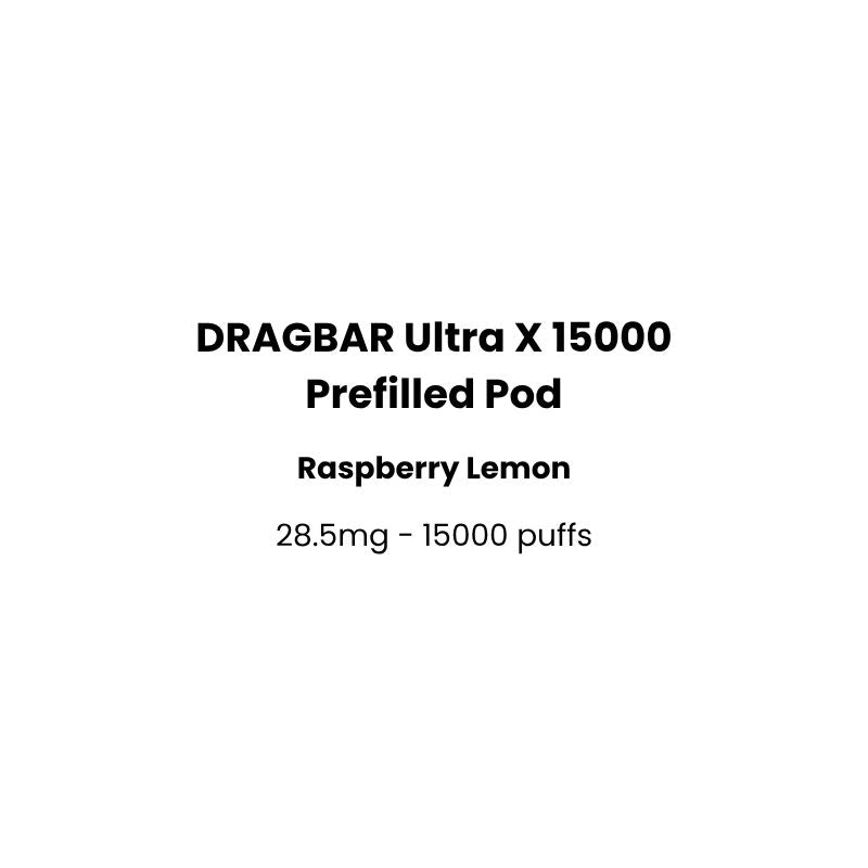 dragbar ultra x prefilled pod in raspberry lemon flavor