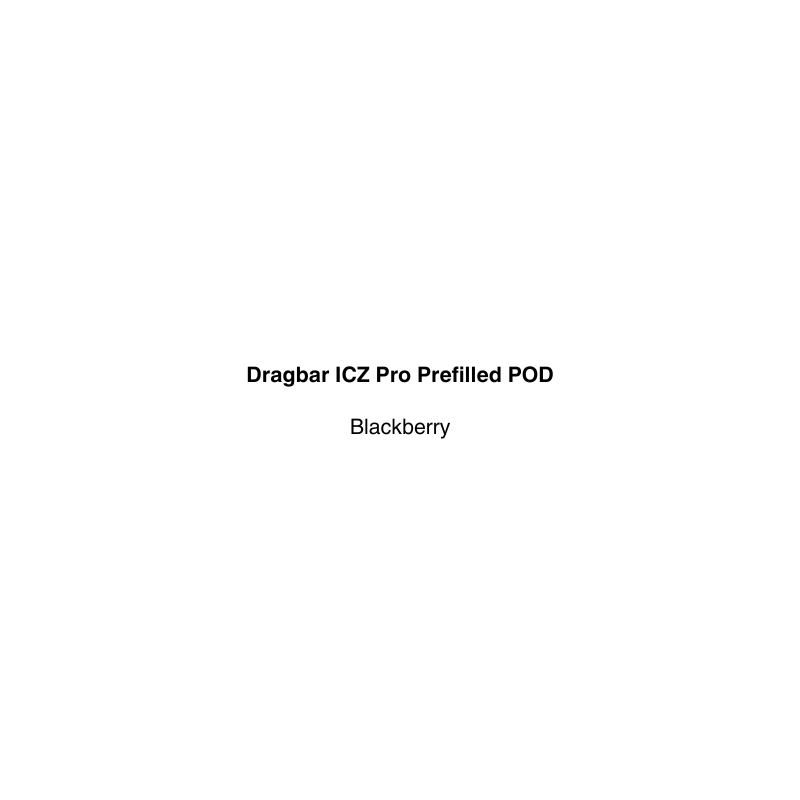 Text label for Dragbar ICZ Pro Prefilled POD in blackberry color on a white background