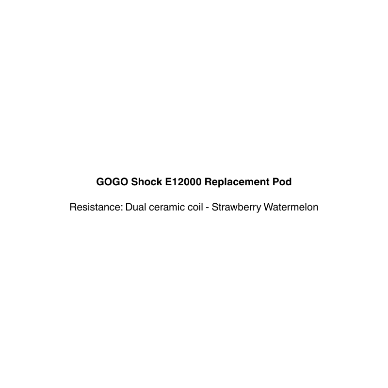 Text description of GOGO Shock E12000 Replacement Pod with flavor 'Strawberry Watermelon' available at vapecloud vape shop in auckland.
