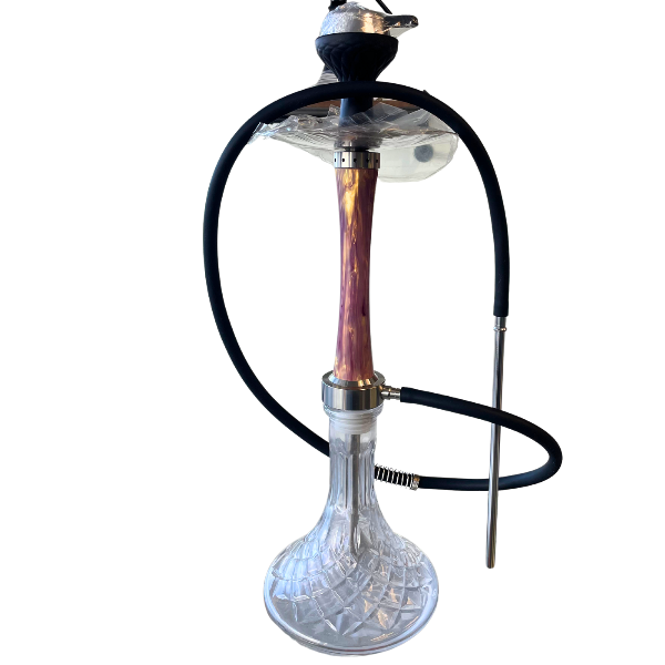A german hookah made of wood, glass and hookah hose