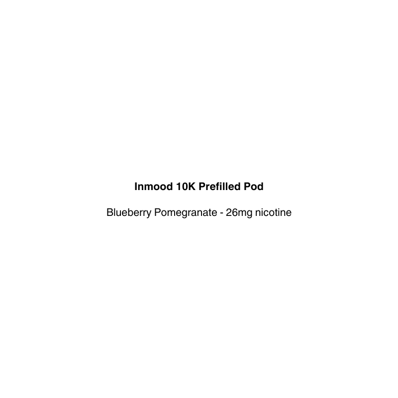 Inmood 10K Prefilled Pod with blueberry pomegranate flavor for its vape device