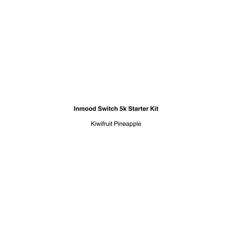 Text on a white background indicating 'Inmood Switch 5k Starter Kit' with 'Kiwifruit Pineapple' flavor available at vapecloud.