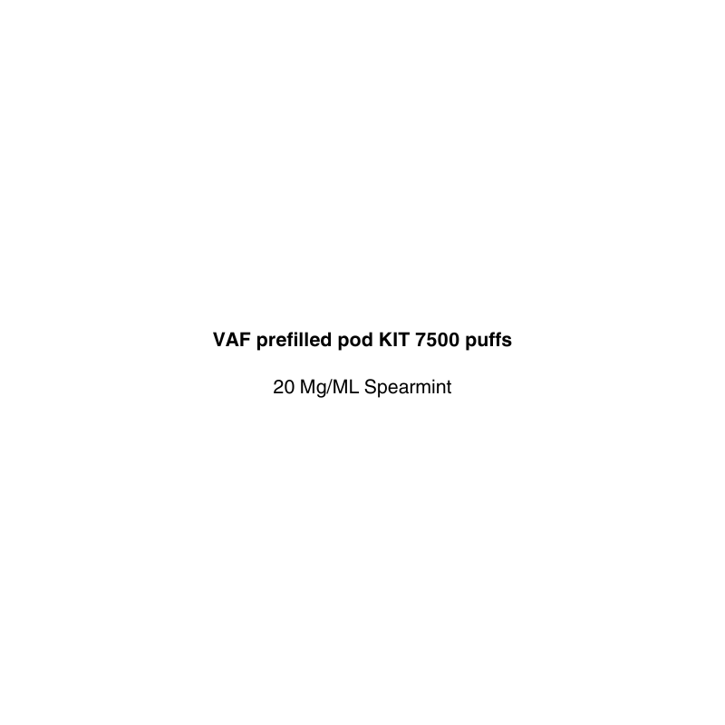 VAF prefilled pod KIT with 7500 puffs Spearmint available in vapecloud vape shop pakuranga
