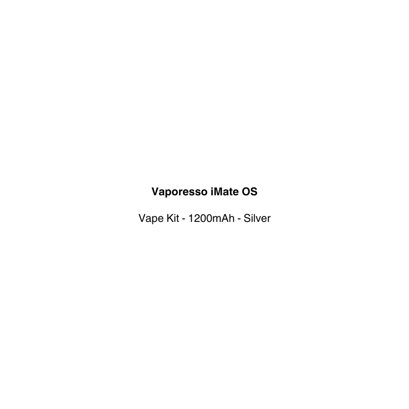 Product description card for Vaporesso iMate OS Vape Kit with silver color