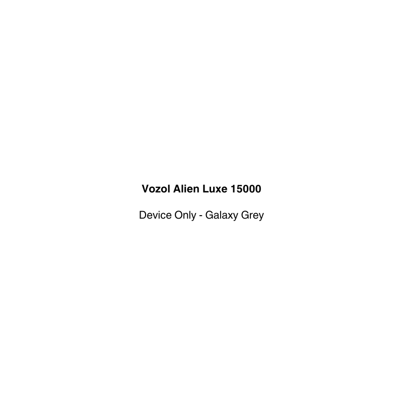 Product label for Vozol Alien Luxe 15000 vape device in Galaxy Grey color that's available on vapecloud.