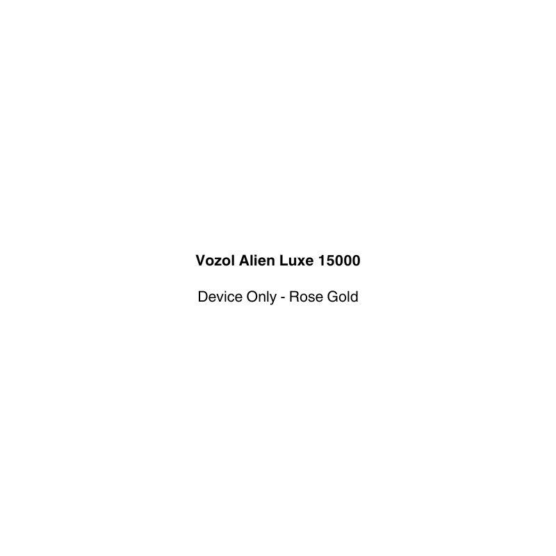 Product label for Vozol Alien Luxe 15000 device in rose gold on a white background