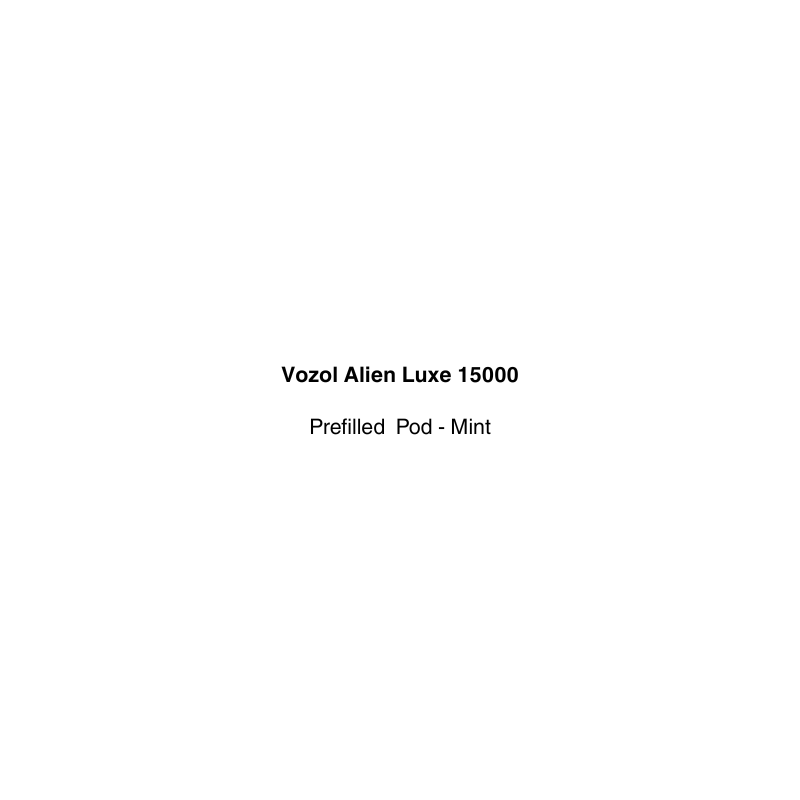 Product label for Vozol Alien Luxe 15000 vape replacement pod flavor available in vapecloud vape shop pakuranga