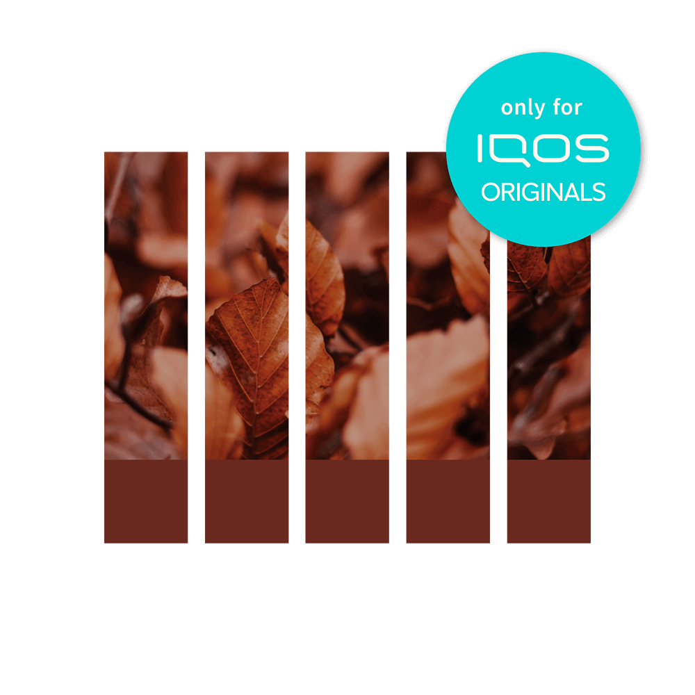 brown leaves with iqos original logo