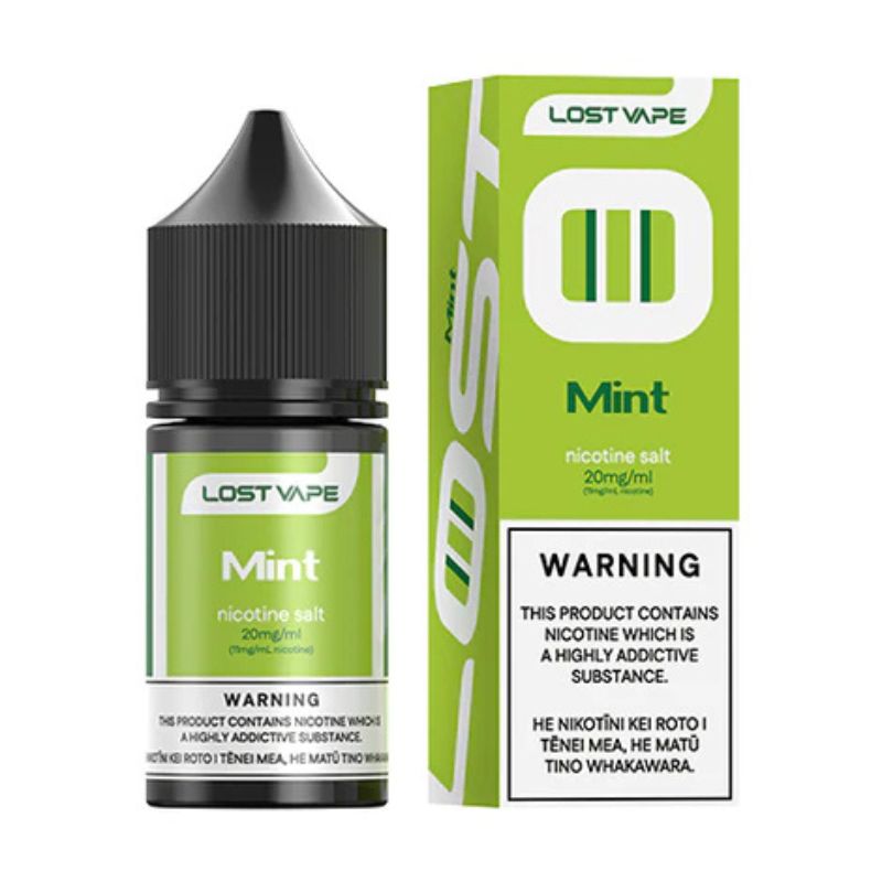 a box of lost vape e-liquid mint flavor