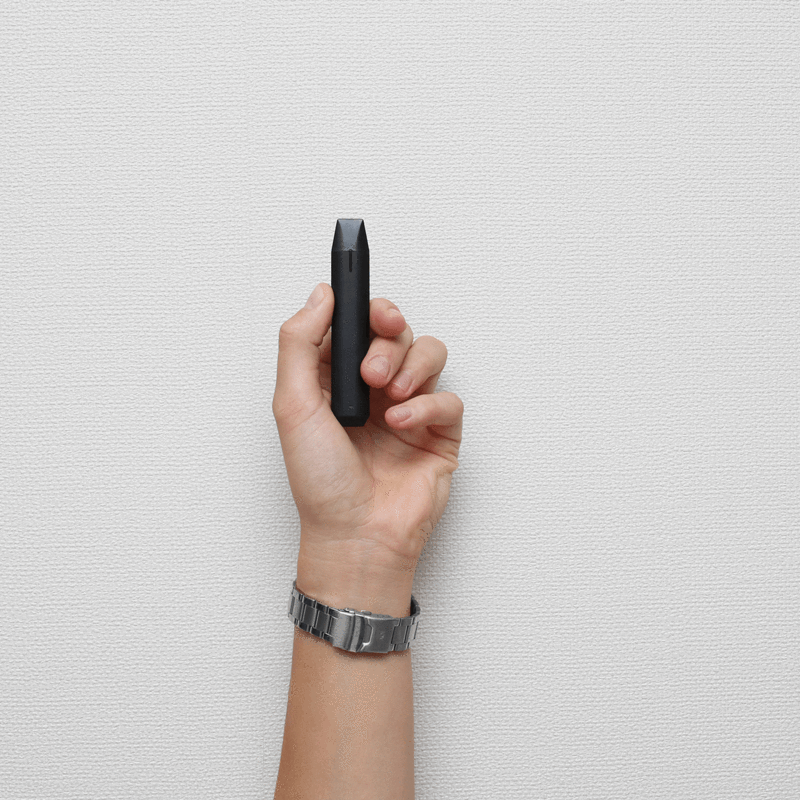 someone holding black pod