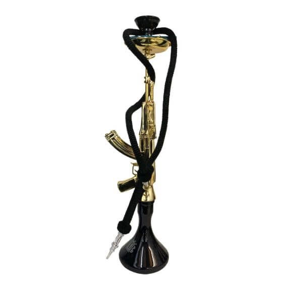 a gold gun hookah
