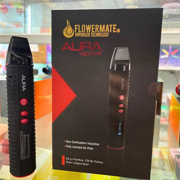 a black flowermate aura vaporizer