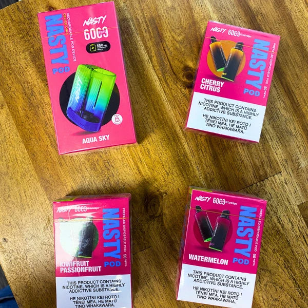 four boxes of Nasty vape pods