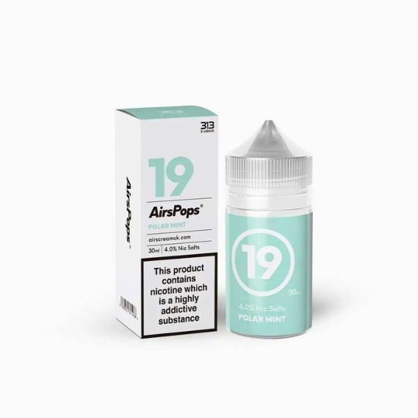 a white box and turquoise bottle of eliquid