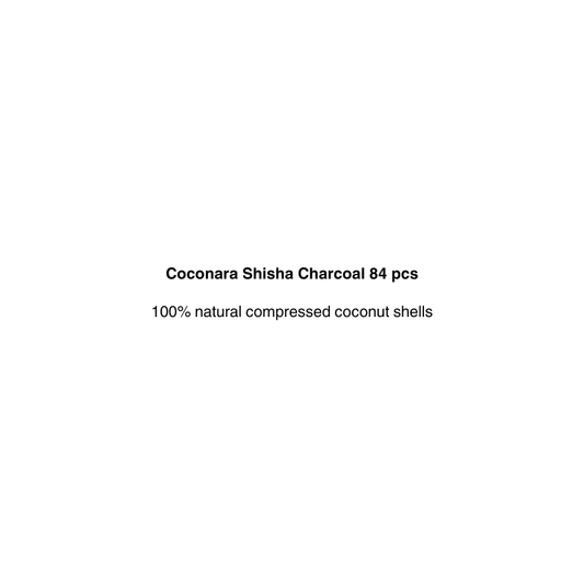 Text on a white background describing Coconara Shisha Charcoal with product details.