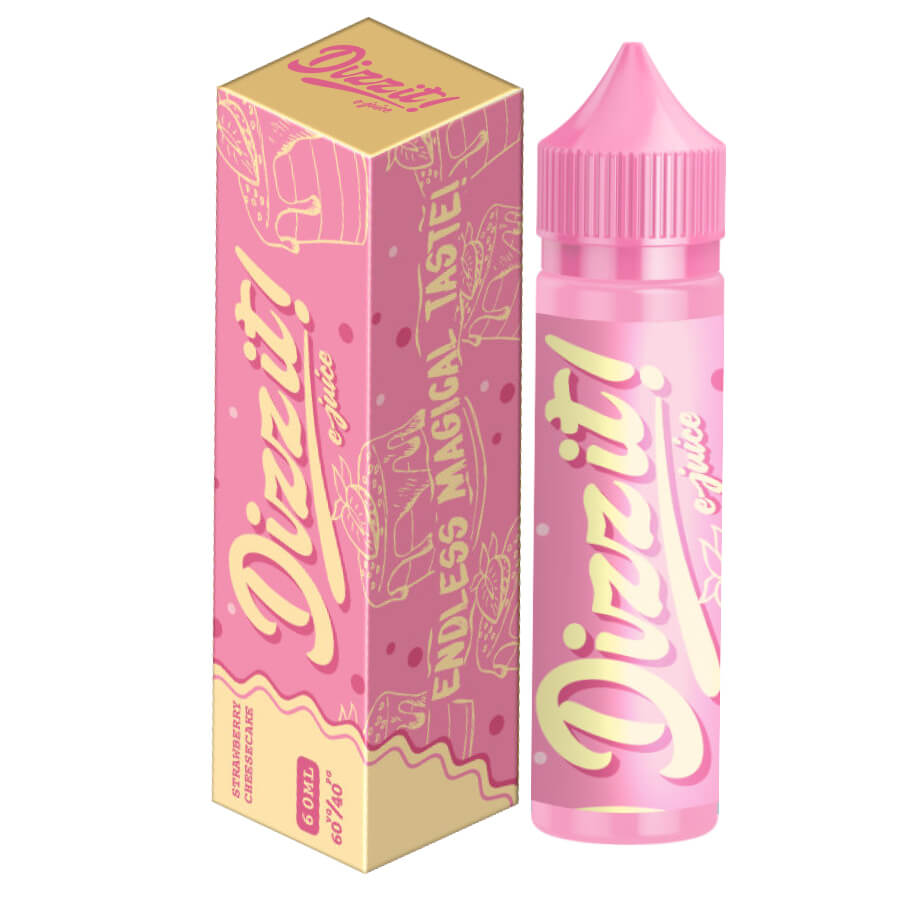dizz it strawberry cheesecake e-liquid in pink box and bottle