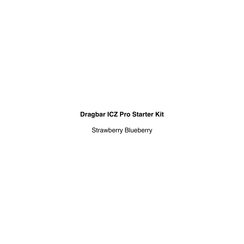 Text label for Dragbar ICZ Pro Starter Kit in Strawberry Blueberry flavor on a white background
