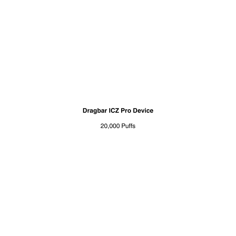 Text on a white background indicating 'Dragbar ICZ Pro Device' with '20,000 Puffs'.