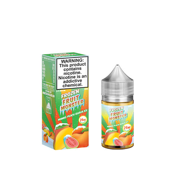 A box and a bottle of Frozen Fruit Monster of Mango Peach Guava flavour