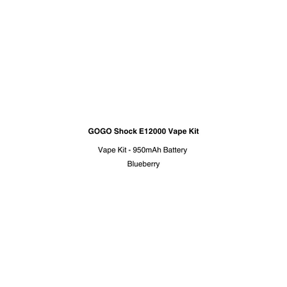 Text description of GOGO Shock E12000 Vape Kit with Blueberry flavor available on vapecloud vape shop pakuranga