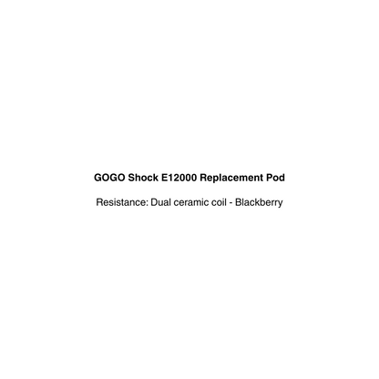 Text description of GOGO Shock E12000 Replacement Pod with flavor blackberry