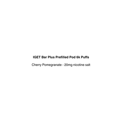 iget bar plus replacement pod with cherry pomegranate flavor available at vapecloud vape shop nz