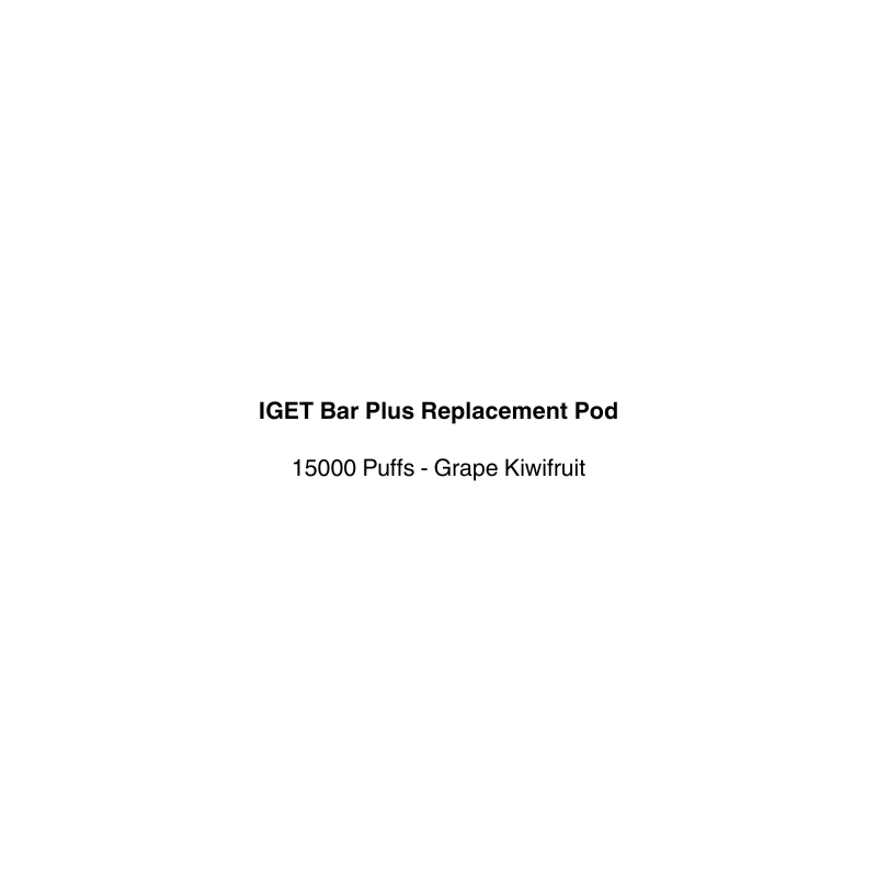Text description of IGET Bar Plus Replacement Pod with grape kiwifruit flavor available at vapecloud