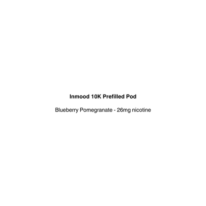 Inmood 10K Prefilled Pod with blueberry pomegranate flavor for its vape device 