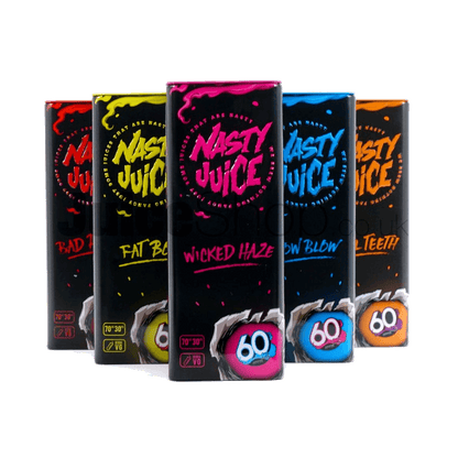 Various nasty juice boxes of vape juice