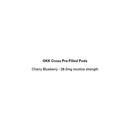 okk cross prefilled pod with cherry blueberry flavor available at vapecloud vape shop pakuranga