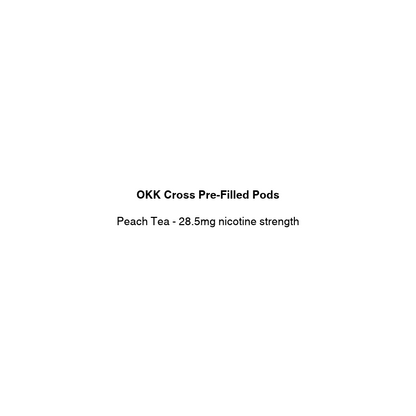 okk cross prefilled pod with peach tea flavor available at vapecloud vape shop pakuranga