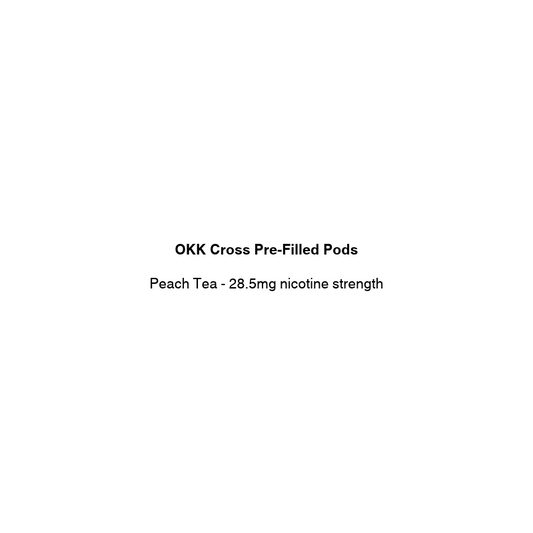 okk cross prefilled pod with peach tea flavor available at vapecloud vape shop pakuranga