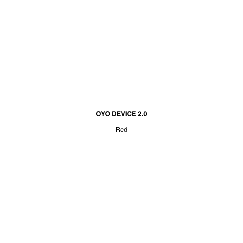 Text 'OYO DEVICE 2.0' and 'Red' on a white background