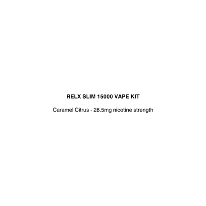 relx slim vape kit with caramel citrus flavor and powered by 800mah battery