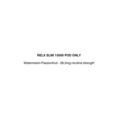 Text on a white background indicating RELX Slim 15000 pod details.