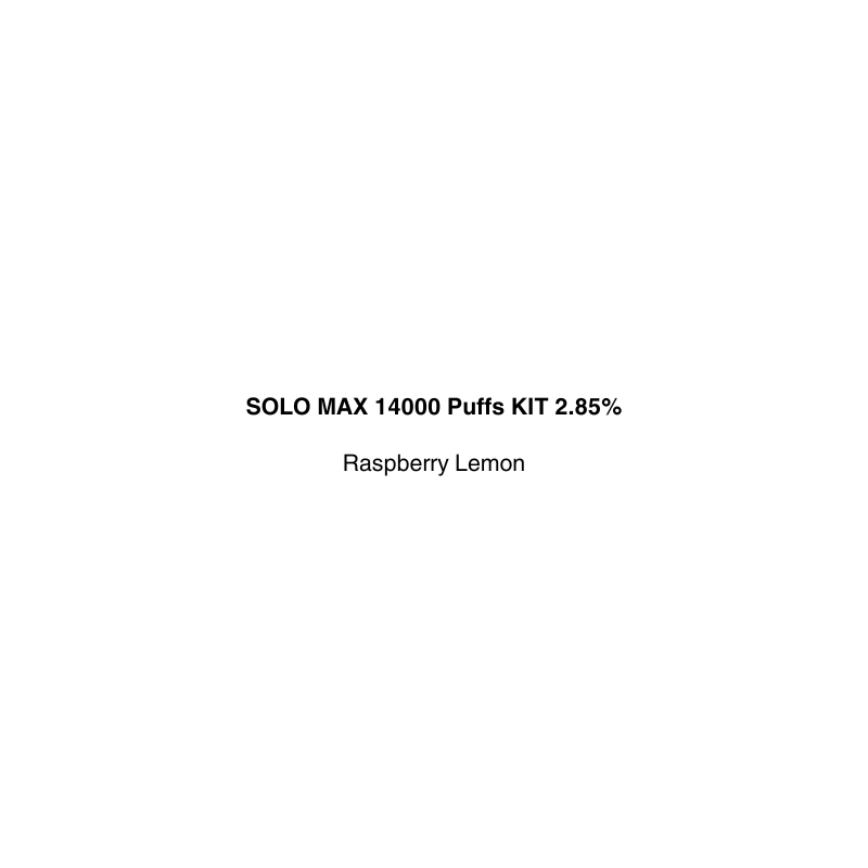 SOLO MAX 14000 Puffs Kit with Raspberry Lemon flavor available in vapecloud vape shop pakuranga