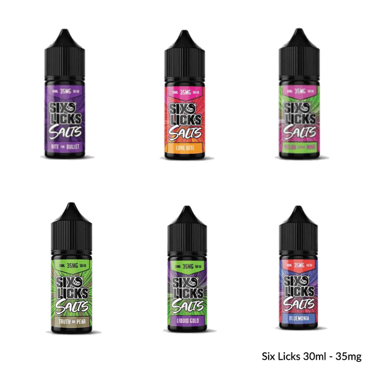 Six flavours of six licks salts 35mg