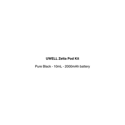uwell zetta refillable pod kit with pure black color