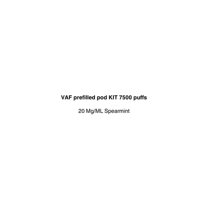 VAF prefilled pod KIT with 7500 puffs Spearmint available in vapecloud vape shop pakuranga