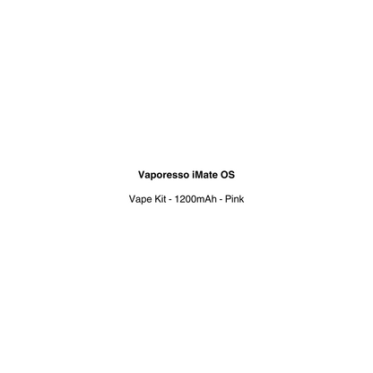 Product label for Vaporesso iMate OS Vape Kit of pink color and available at vapecloud vape shop pakuranga