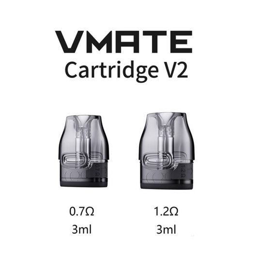 two pods of Voopoo VMATE Replacement Pods