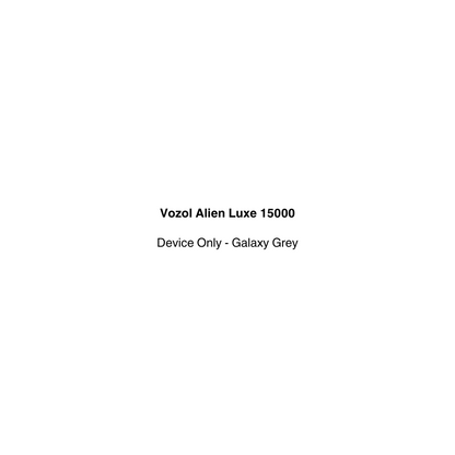 Product label for Vozol Alien Luxe 15000 vape device in Galaxy Grey color that's available on vapecloud.