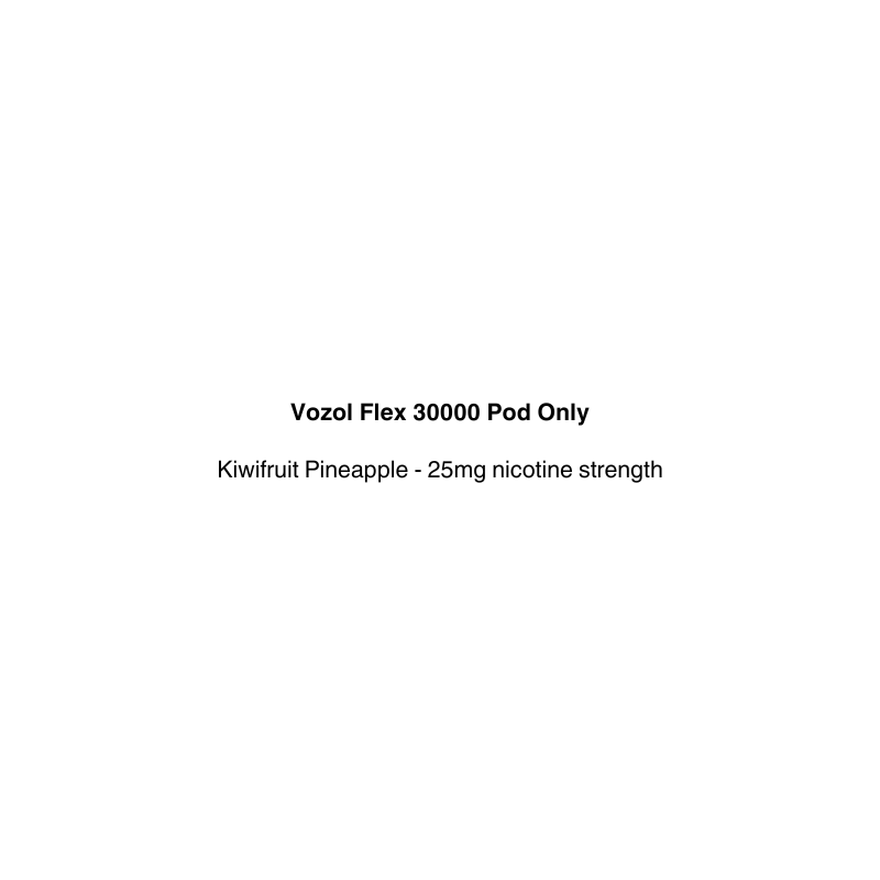 Text label for Vozal Flex 30000 Pod Only with flavor and nicotine strength information on a white background.