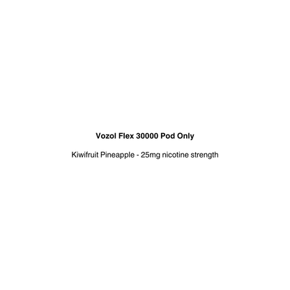 Text label for Vozal Flex 30000 Pod Only with flavor and nicotine strength information on a white background.