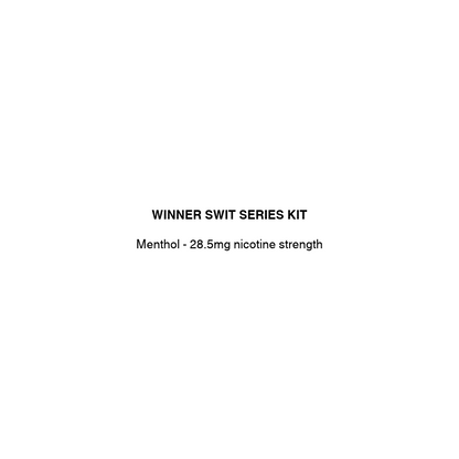 A plain white square with centered black text reading 'WINNER SWIT SERIES KIT' and 'Menthol - 28.5mg nicotine strength'.