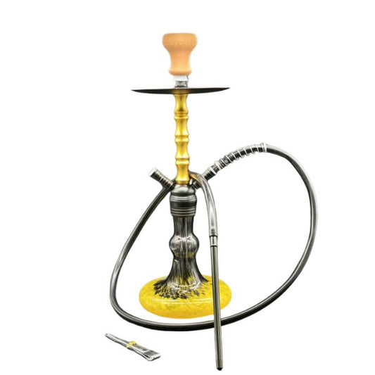 a yellow hookah kit 2023 with two hose adapters