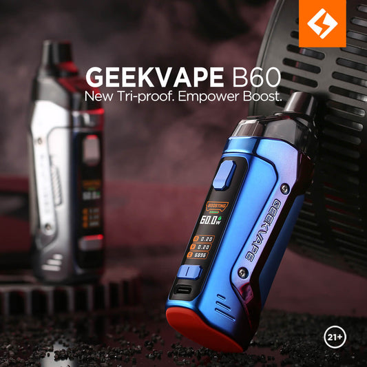 blue and silver colors of geekvape b60 pod mod