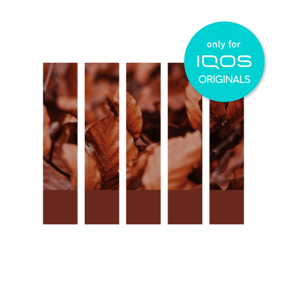 brown leaves with iqos original logo